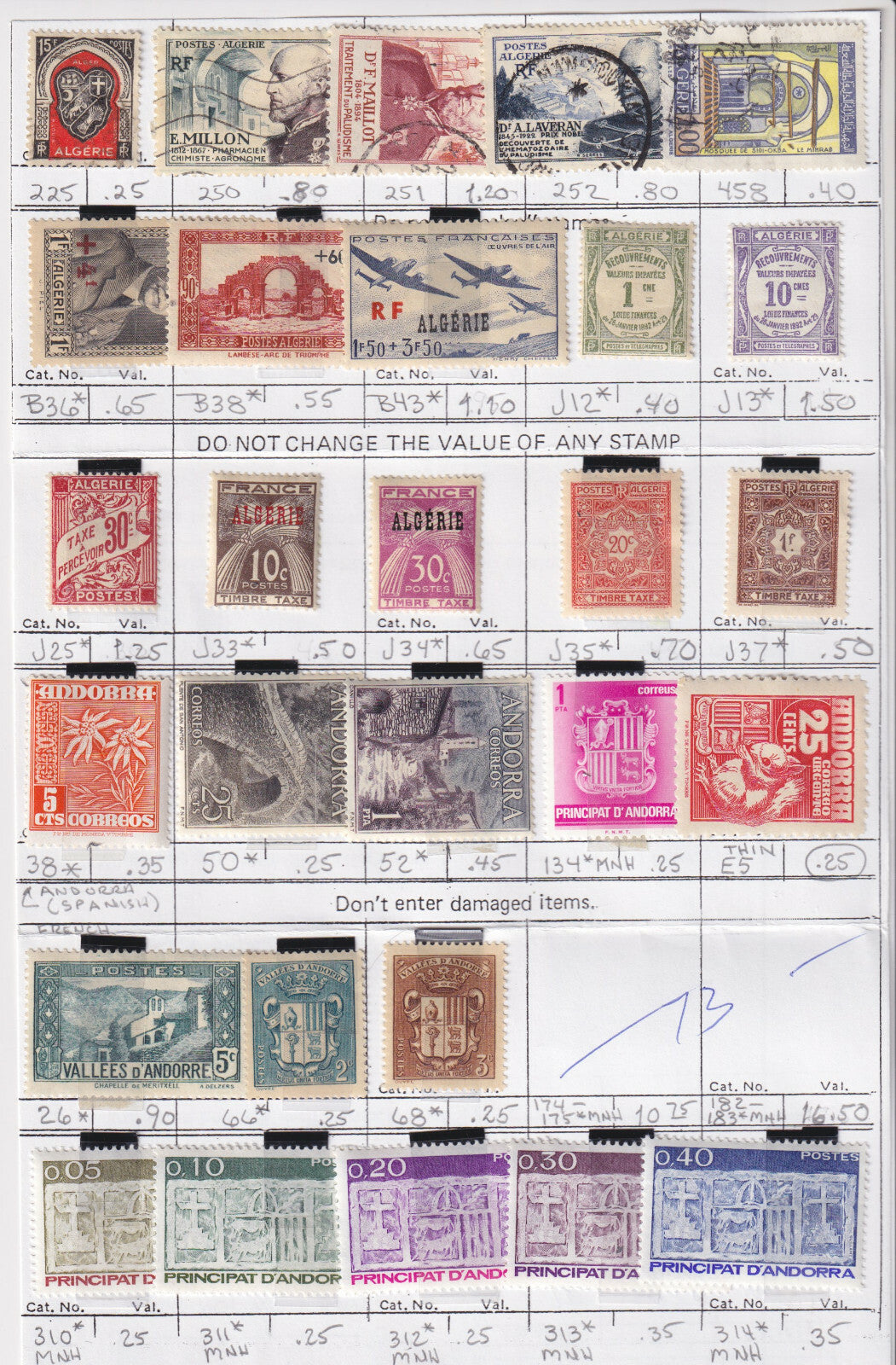 ALGERIA - INTERESTING MINT & USED GROUP REMOVED FROM SHEETS - S992