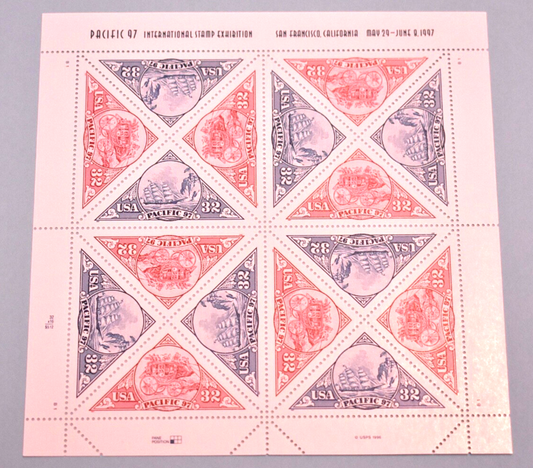 1997 PACIFICA 5 SHEETS 80 STAMPS UNITED STATES #3130 - 3131 SHIPS SCHOONER