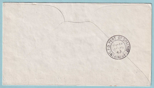 1942 FIRST FLIGHT COVER - BATHURST GAMBIA TO PORT OF SPAIN TRINIDAD- CV391