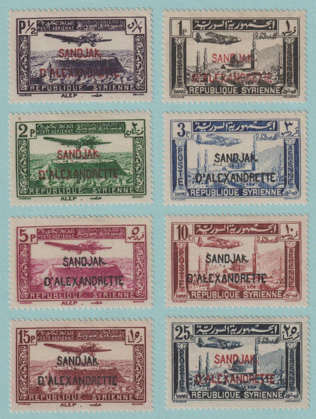 ALEXANDRETTA C1 - C8 AIRMAILS MINT HINGED OG * NO FAULTS EXTRA FINE! - S607