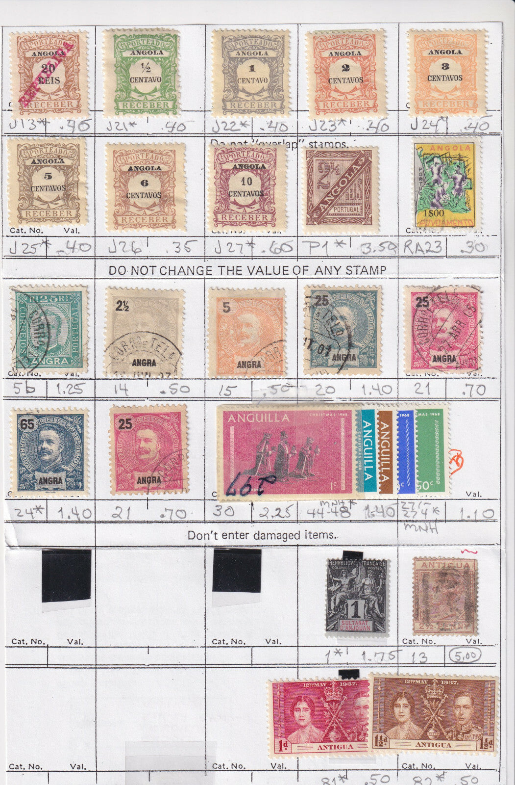 ANGOLA AND ANGRA - INTERESTING MINT & USED GROUP REMOVED FROM SHEETS - S995