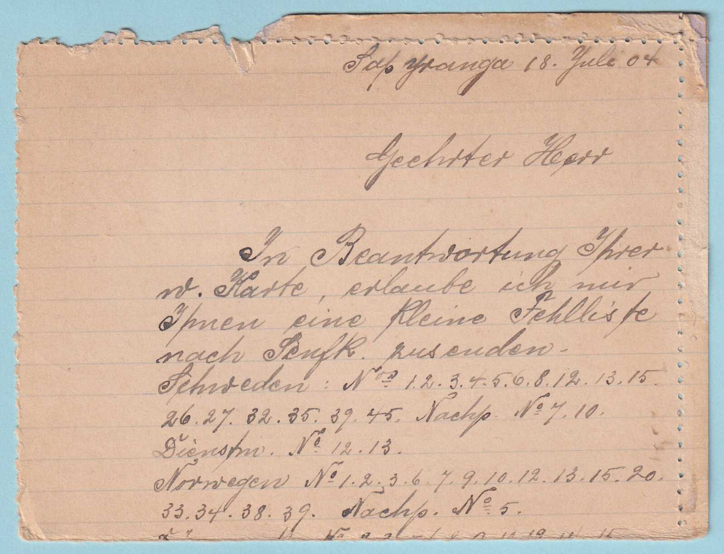 BRAZIL POSTAL STATIONARY POSTCARD USED - MAILED 1904 TO SHÖFDE SWEDEN - CR424