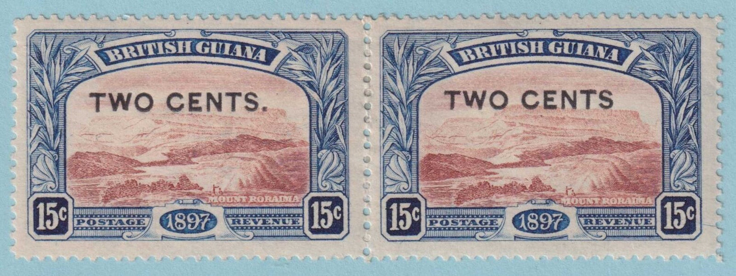 BRITISH GUIANA 159 AND 159A PAIR - WITHOUT PERIOD - MINT HINGED OG * S645