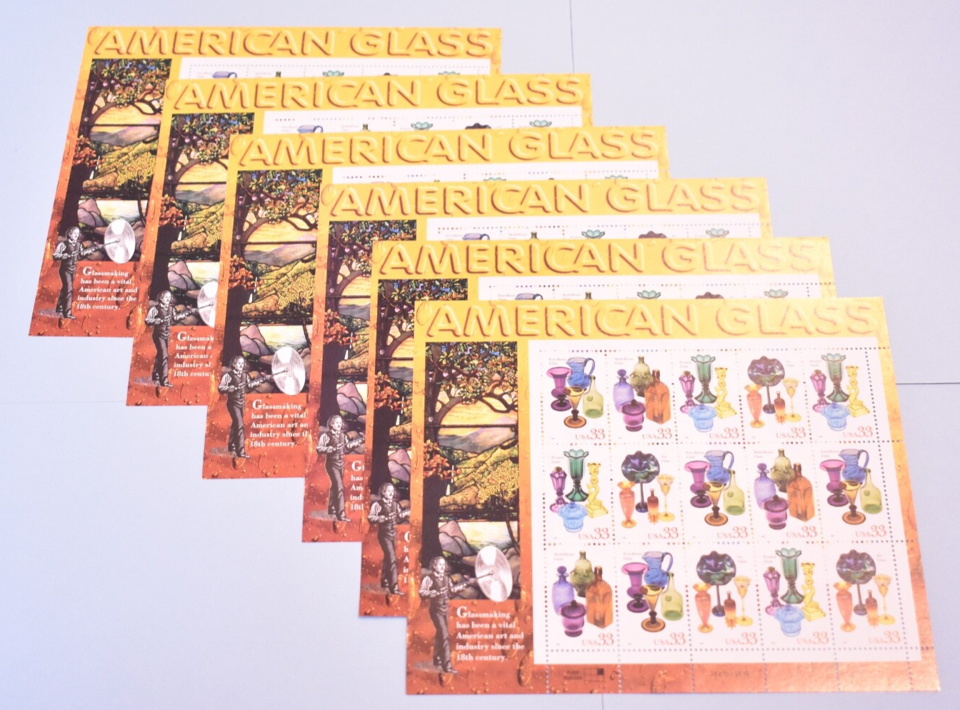 AMERICAN GLASS DIFFERENT SHEETS  STAMPS UNITED STATES # 3325 - 3328