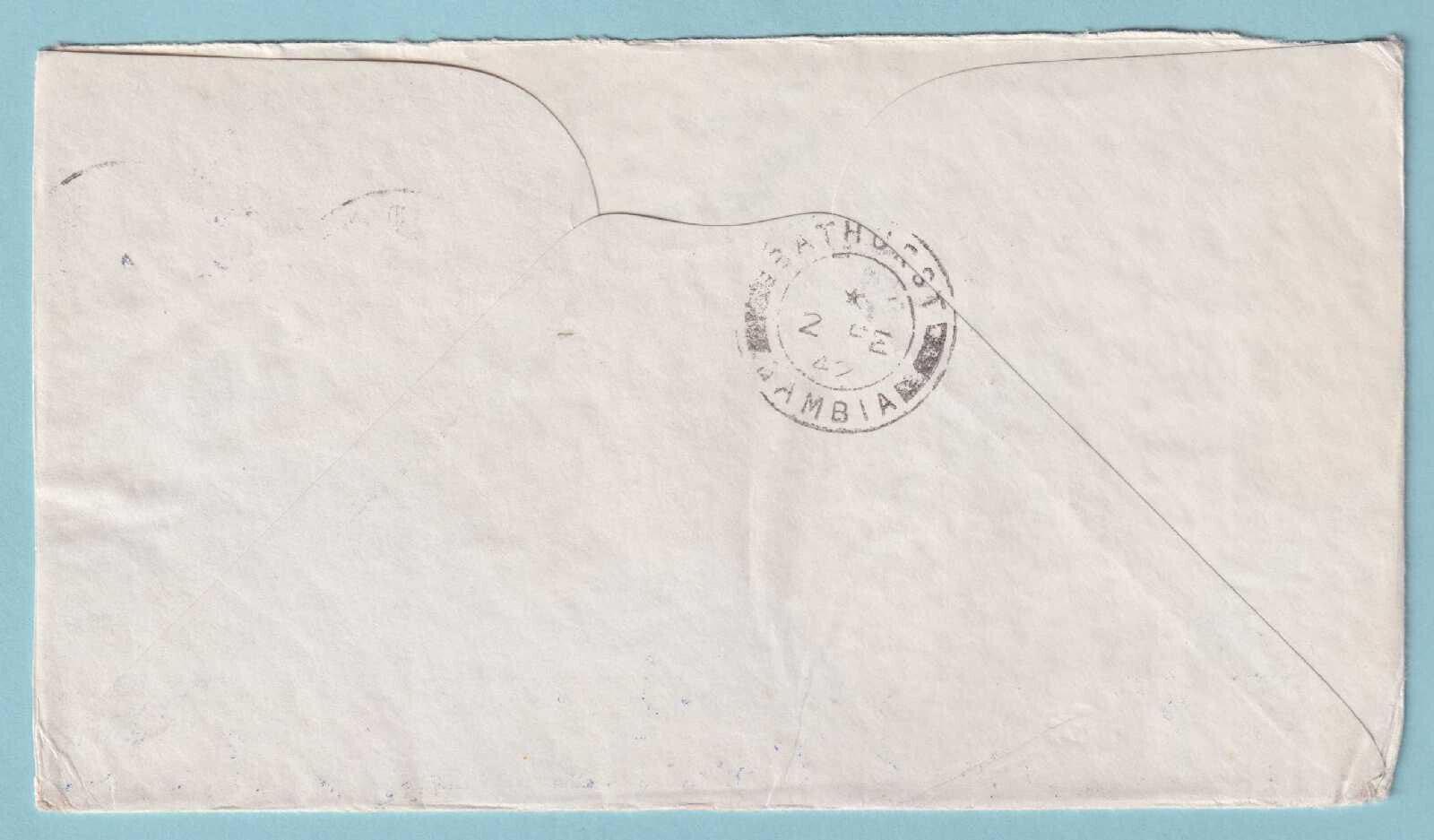 BELGIAN CONGO 1941 FIRST FLIGHT COVER LEOPOLDVILLE TO BATHURST GAMBIA - CV311
