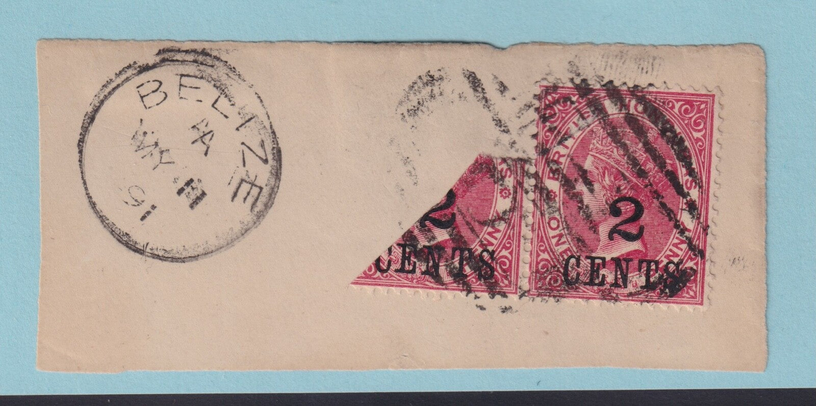 BRITISH HONDURAS 28a BISECT ON PIECE USED NO FAULTS VERY FINE!