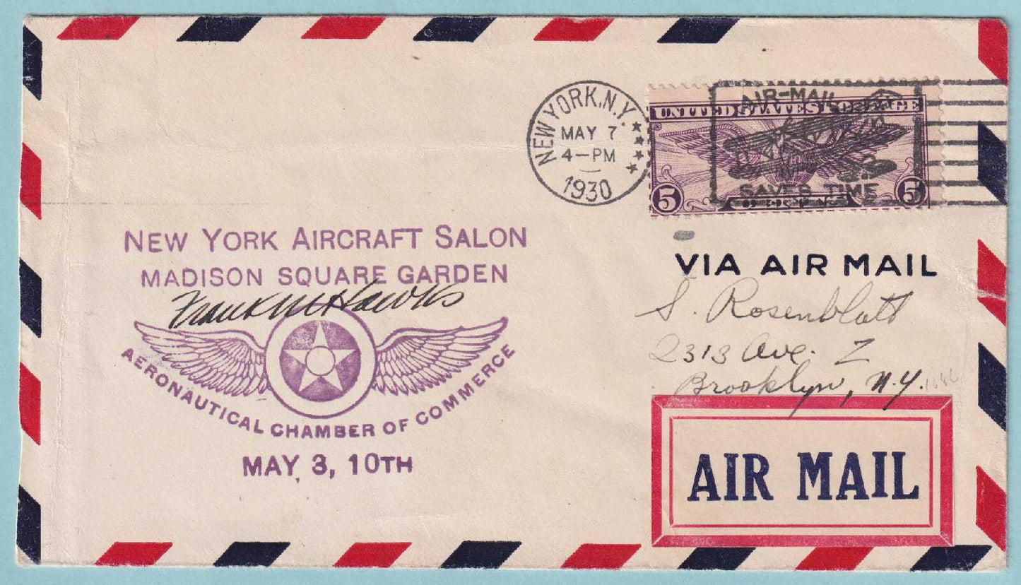 1930 NEW YORK AIRCRAFT SALON COVER - MADISON SQUARE GARDEN - CV397