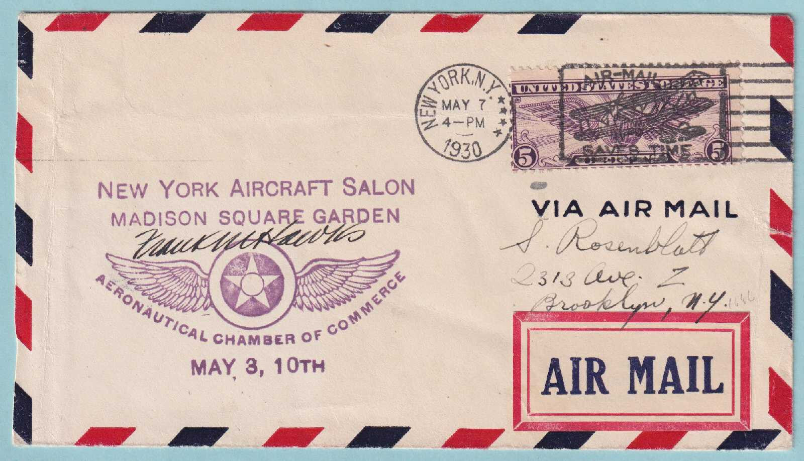 1930 NEW YORK AIRCRAFT SALON COVER - MADISON SQUARE GARDEN - CV397