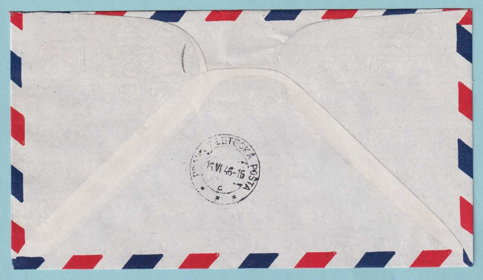 BELGIUM 1946 FIRST FLIGHT COVER BRUSSELS TO PRAGUE CZECHOSLOVAKIA - CV368
