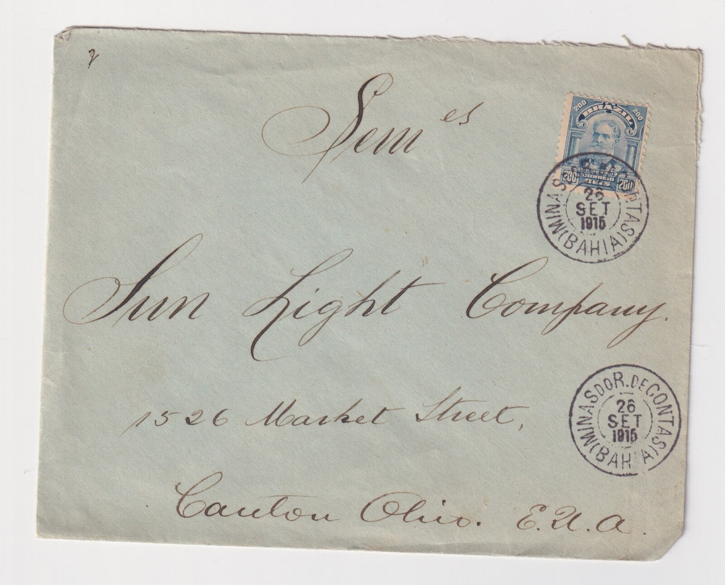 BRAZIL TO OHIO 1915 ADVERTISING COVER  WOW! E10