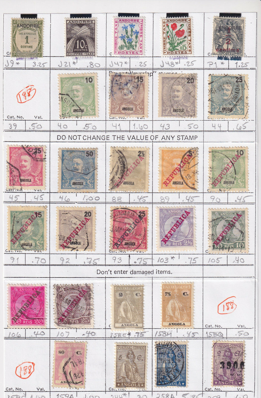 ANGOLA AND ANGRA - INTERESTING MINT & USED GROUP REMOVED FROM SHEETS - S995