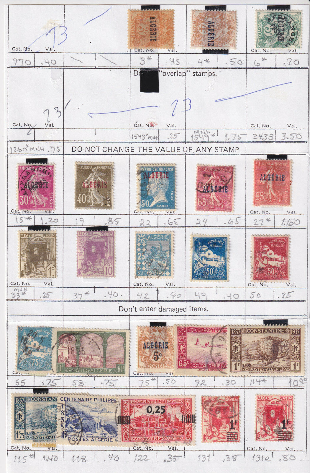 ALGERIA - INTERESTING MINT & USED GROUP REMOVED FROM SHEETS - S992