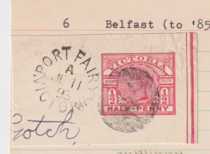 AUSTRALIA VICTORIA BELFAST PORT FAIRY GROUP SON CANCELS! M001
