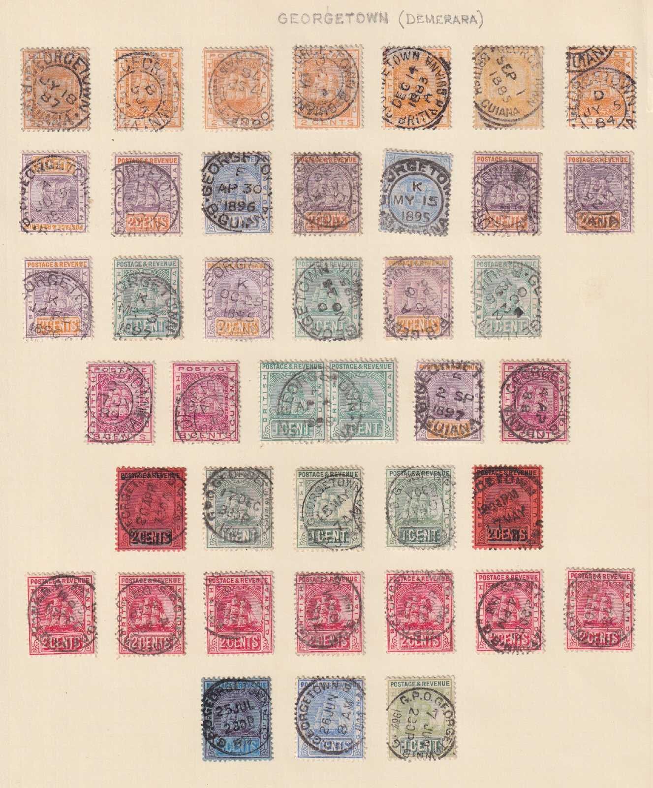 BRITISH GUIANA - GROUP OF 40 "GEORGETOWN" SON CANCELS - REMOVED FROM PAGE - M647
