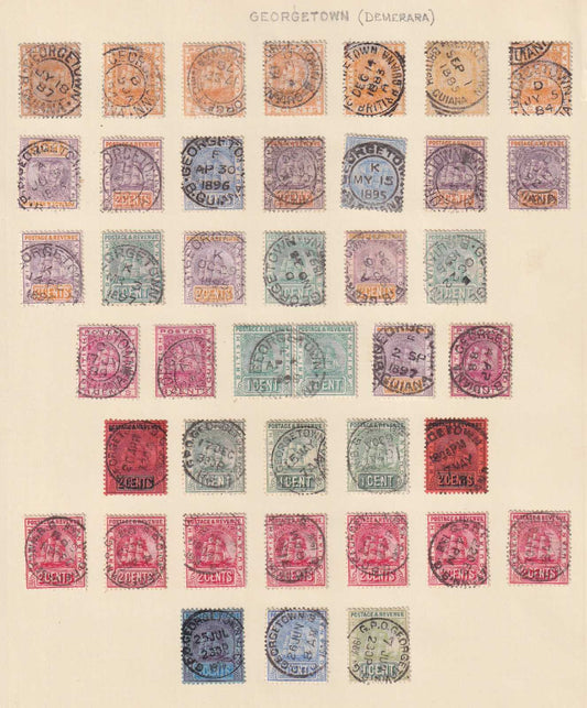 BRITISH GUIANA - GROUP OF 40 "GEORGETOWN" SON CANCELS - REMOVED FROM PAGE - M647