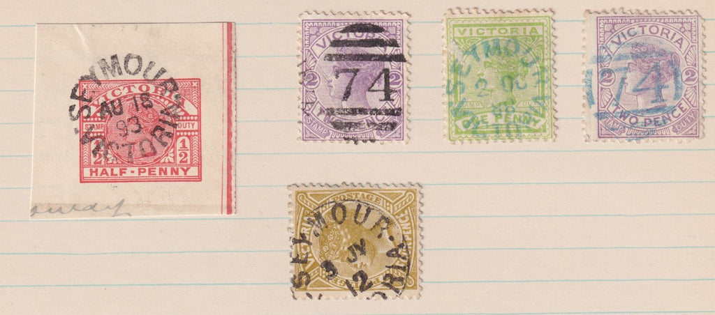AUSTRALIA VICTORIA  OAKLEIGH COBURG SEYMOUR SON CANCELS POSTMARKS MO35