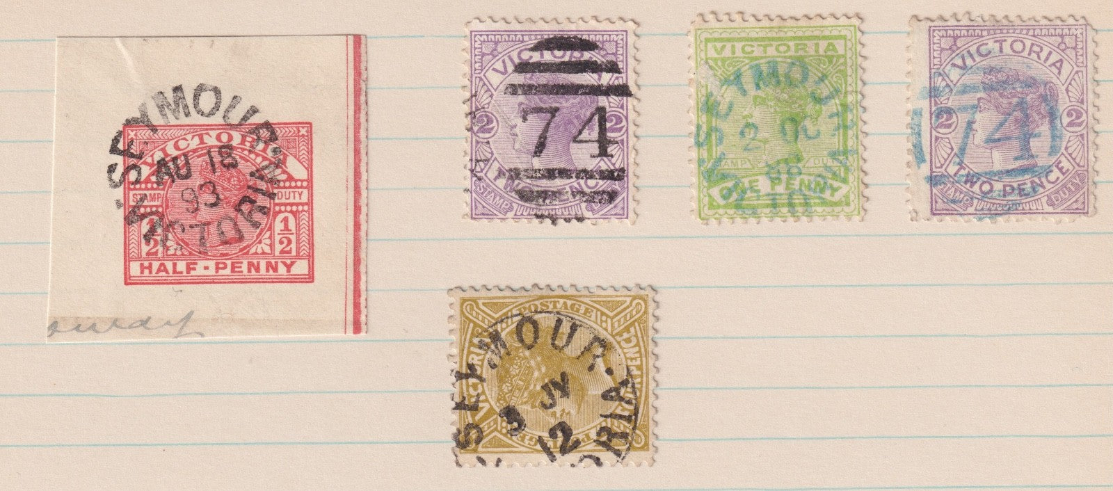 AUSTRALIA VICTORIA  OAKLEIGH COBURG SEYMOUR SON CANCELS POSTMARKS MO35