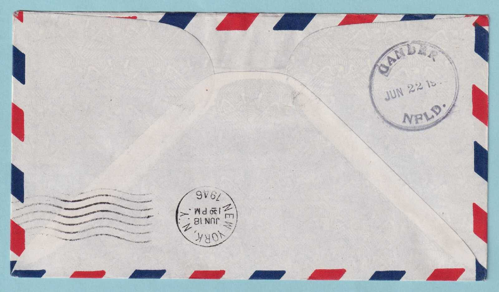 AUSTRIA 1946 FIRST FLIGHT COVER FROM VIENNA TO GANDER NEWFOUNDLAND - CV354