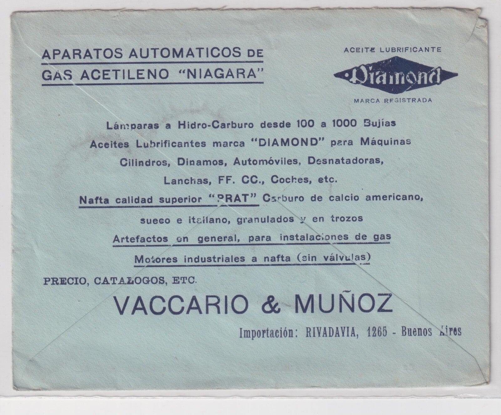 ARGENTINA 1914 ADVERTISING COMMERCIAL COVER VACCARIO & MUNOZ