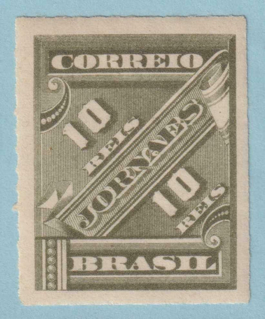 BRAZIL P10 NEWSPAPER STAMP  MINT HINGED OG * NO FAULTS EXTRA FINE! - GQF