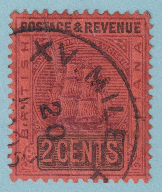 BRITISH GUIANA 161  USED - "XV MILE P.O. "  CANCEL - LIGHT CREASE - ZEF