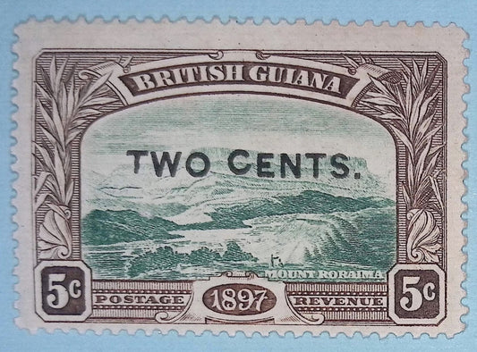 BRITISH GUIANA 157 SG 222 MINT HINGED OG*  "VARIETY RAISED C SHAVED T"       YUA