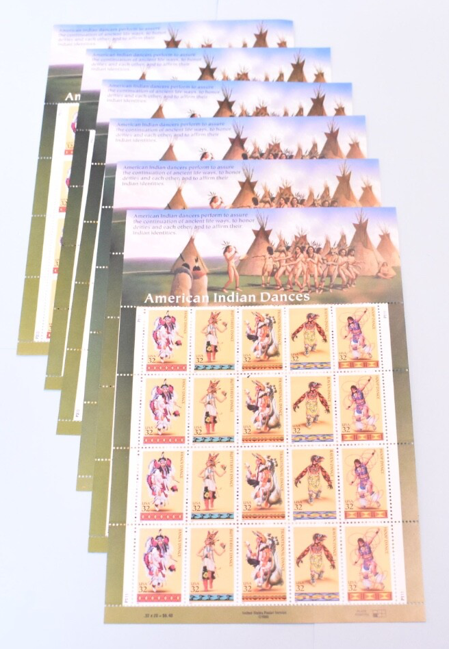 AMERICAN INDIAN DANCES  6 SHEETS  STAMPS UNITED STATES # 3072 - 3076