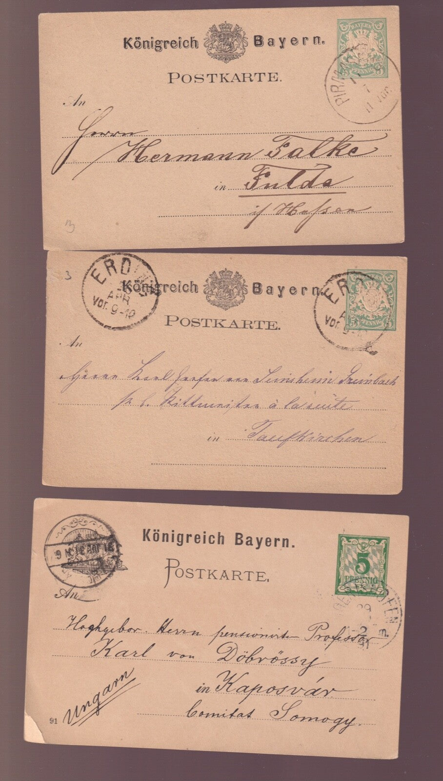 BAYERN 1878 VARIOUS INTERESTING POSTCARDS USED  F14