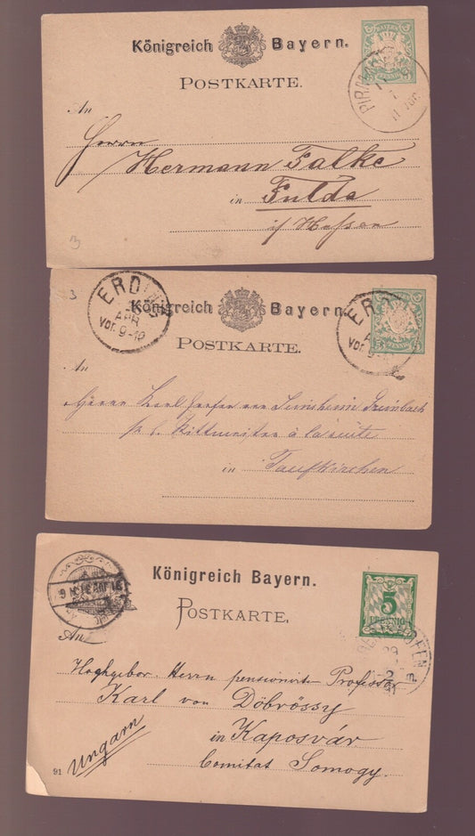 BAYERN 1878 VARIOUS INTERESTING POSTCARDS USED  F14