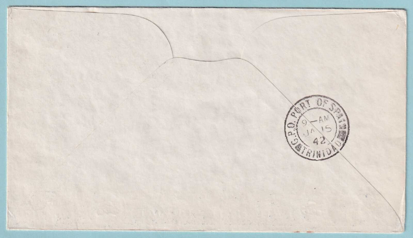1942 FIRST FLIGHT COVER - BATHURST GAMBIA TO PORT OF SPAIN TRINIDAD- CV391