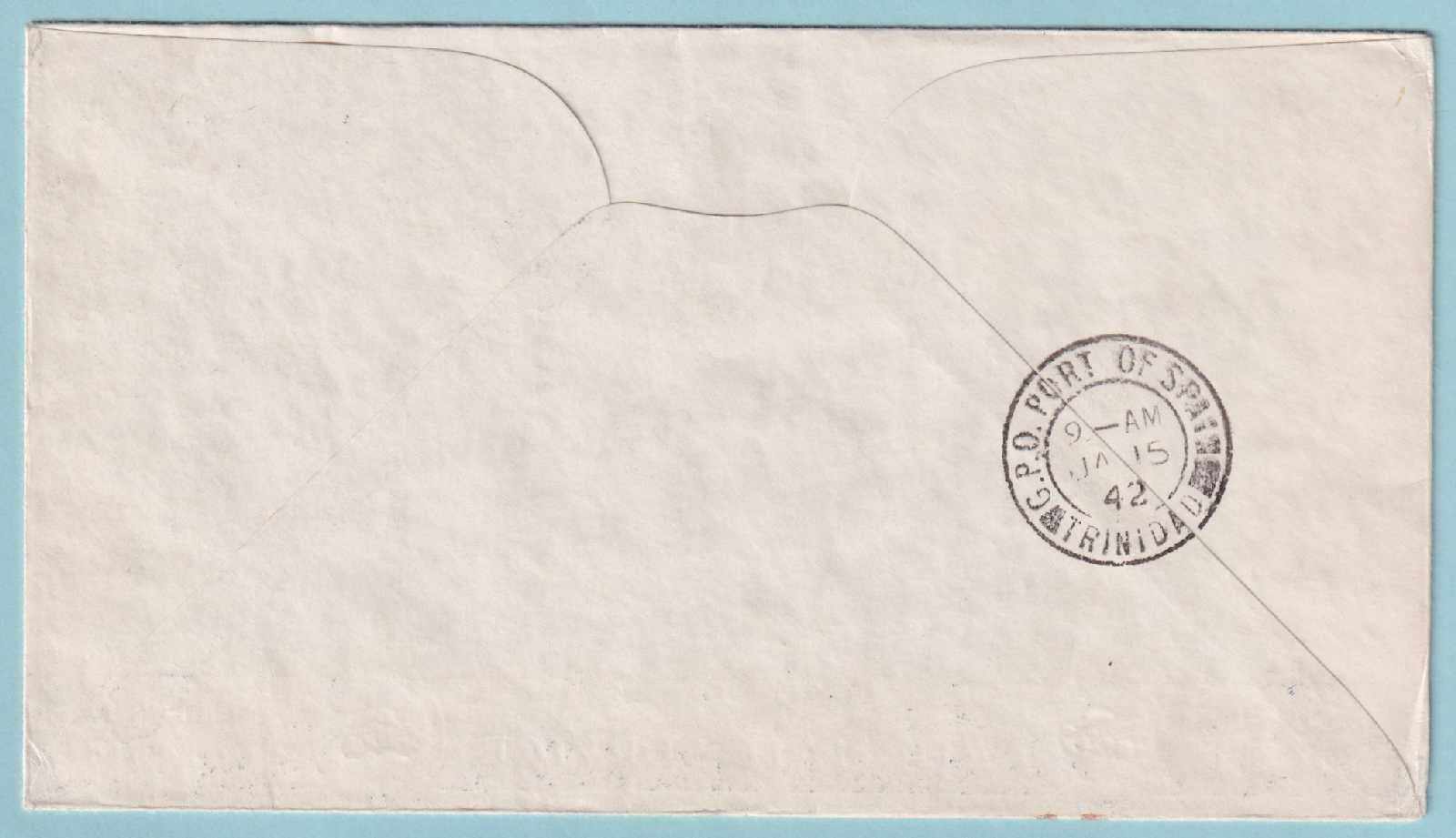 1942 FIRST FLIGHT COVER - BATHURST GAMBIA TO PORT OF SPAIN TRINIDAD- CV391