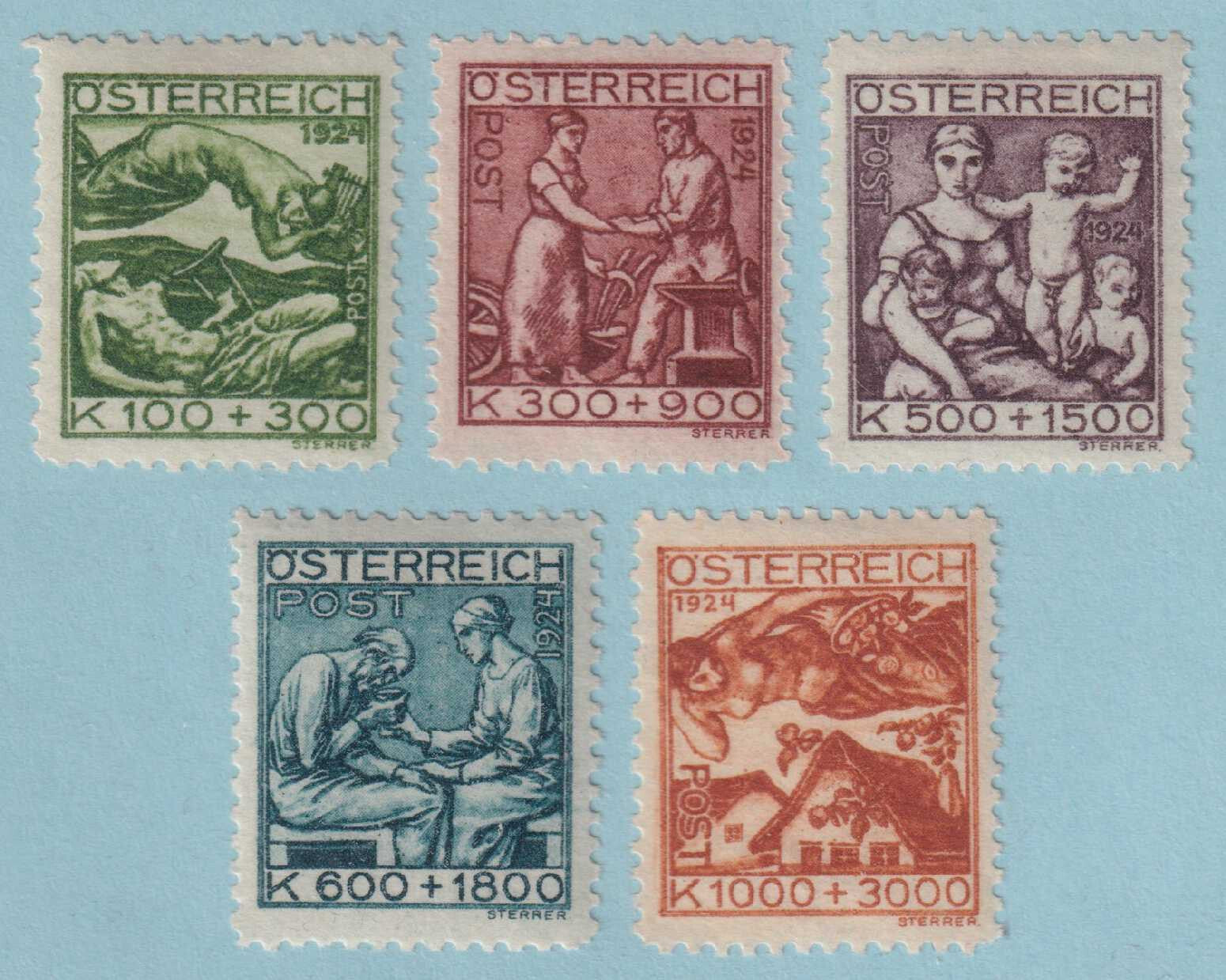 AUSTRIA B66 - B70 SEMI-POSTAL  MINT HINGED OG * SET  NO FAULTS VERY FINE! - M781