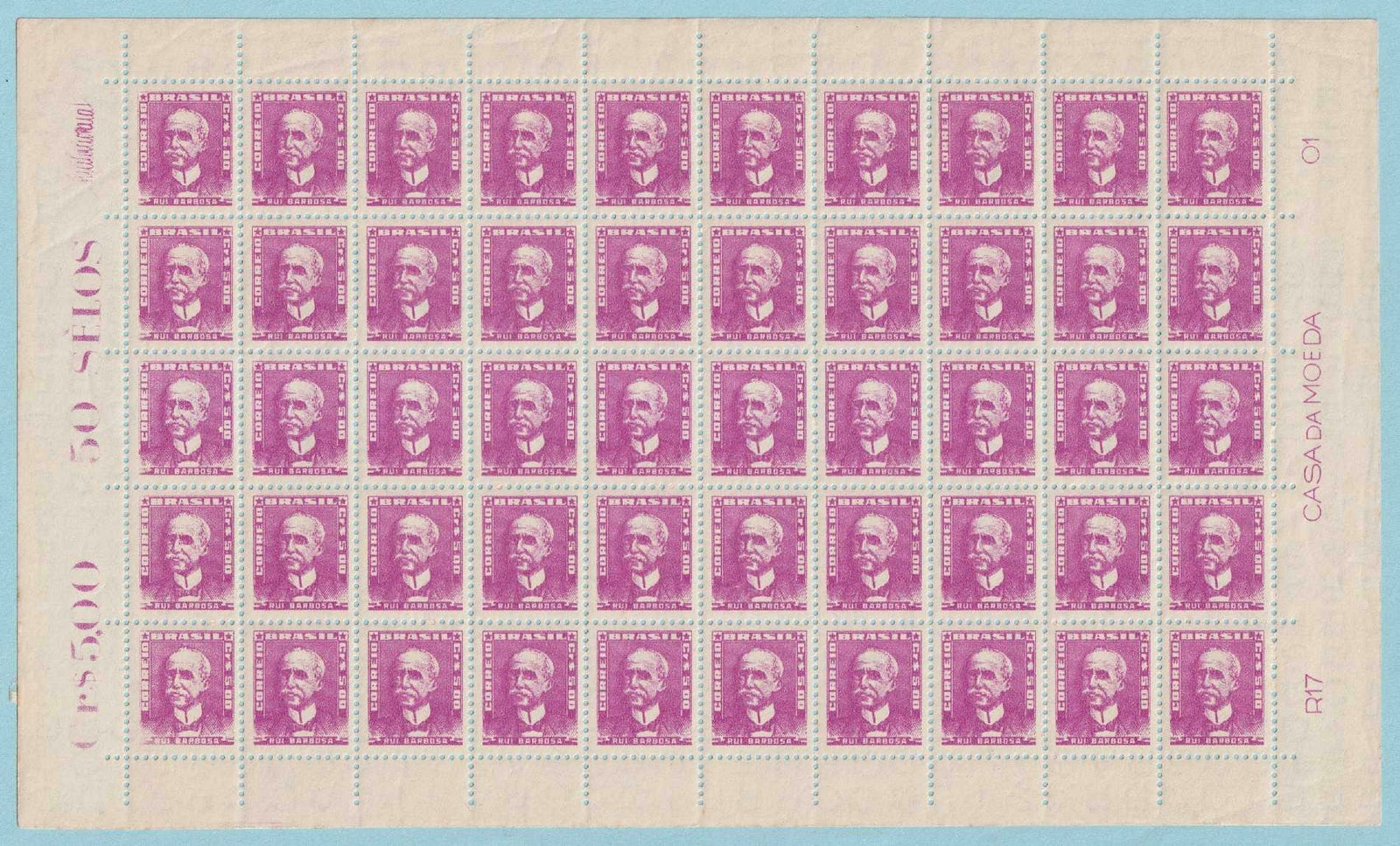 BRAZIL 798  MINT NEVER HINGED OG ** SHEET OF 50 STAMPS - CAT VALUE $450 - Z105