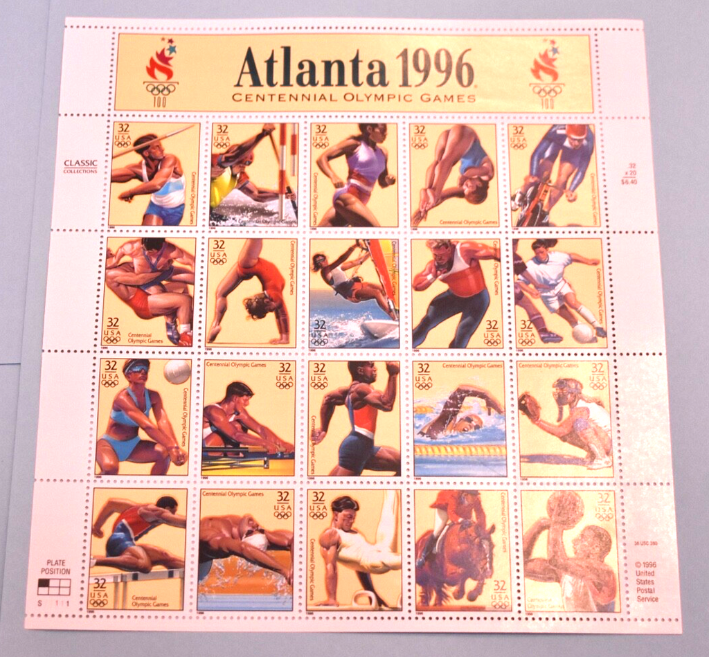 ATLANTA 1996 OLYMPIC GAMES 5 SHEETS 100 STAMPS UNITED STATES #3068