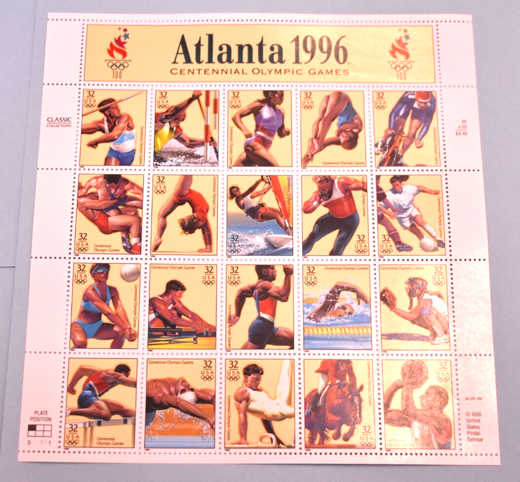 ATLANTA 1996 OLYMPIC GAMES 5 SHEETS 100 STAMPS UNITED STATES #3068
