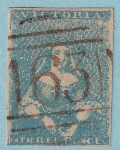 AUSTRALIA VICTORIA 3a CRESSY 163 CANCEL POSTMARK RATED (RRRR) BY FREEMAN! TSJ