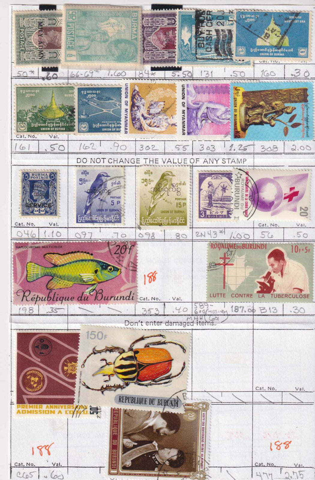 "B" COUNTRIES - INTERESTING MINT & USED GROUP REMOVED FROM SHEETS - S990