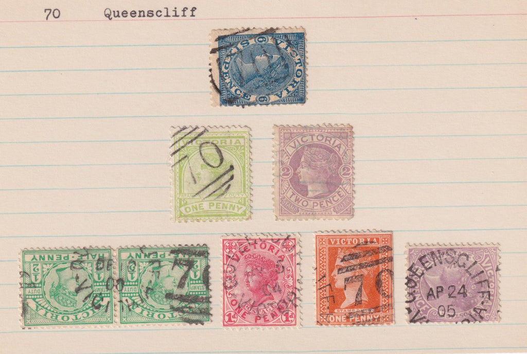 AUSTRALIA VICTORIA QUEENSCLIFF CANCELS SON POSTMARKS M037