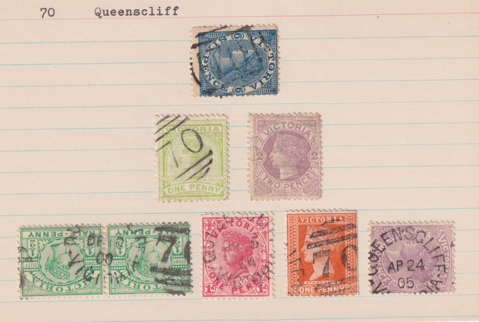 AUSTRALIA VICTORIA QUEENSCLIFF CANCELS SON POSTMARKS M037