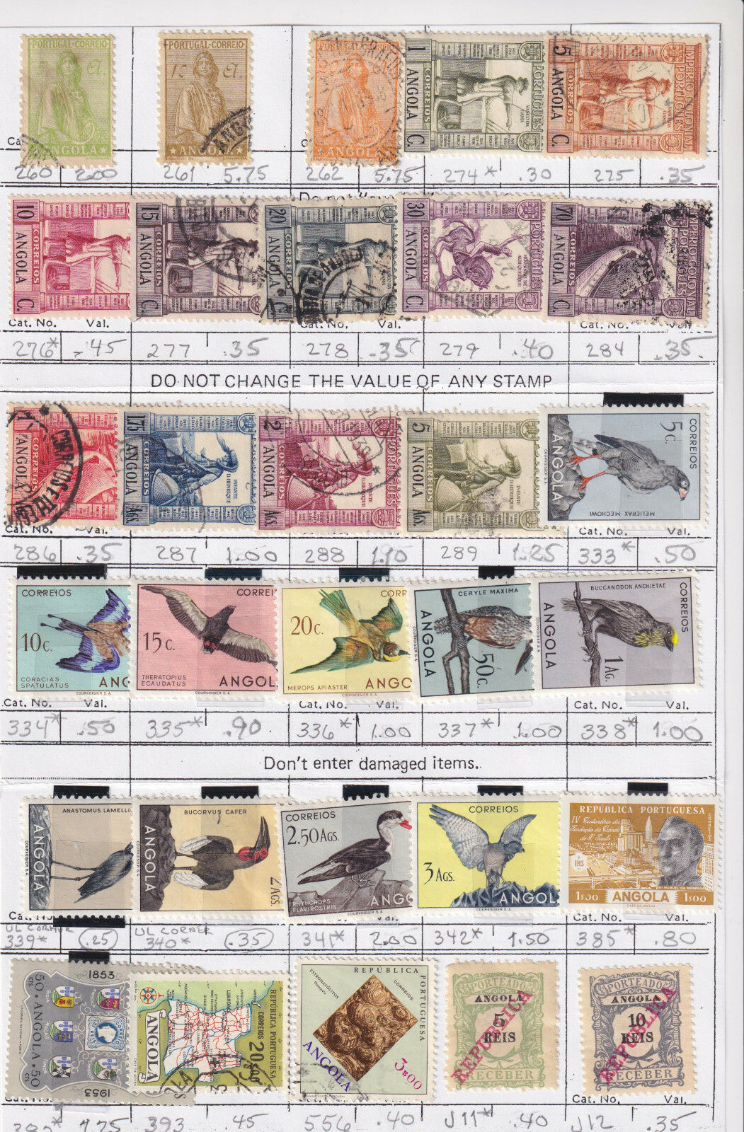 ANGOLA AND ANGRA - INTERESTING MINT & USED GROUP REMOVED FROM SHEETS - S995