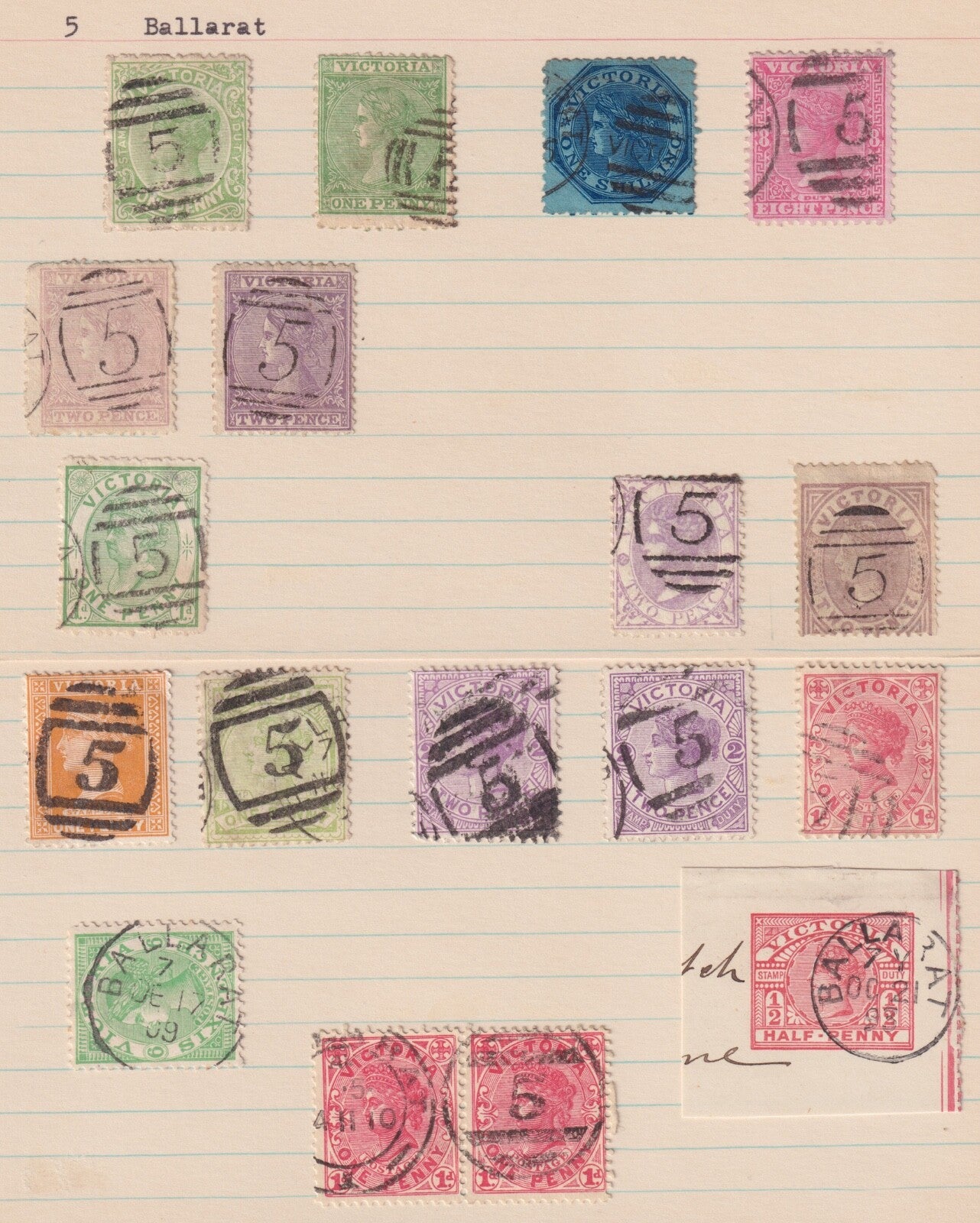 AUSTRALIA VICTORIA  BALLARAT SUPERB SON VARIOUS TYPES OF CANCELS M582