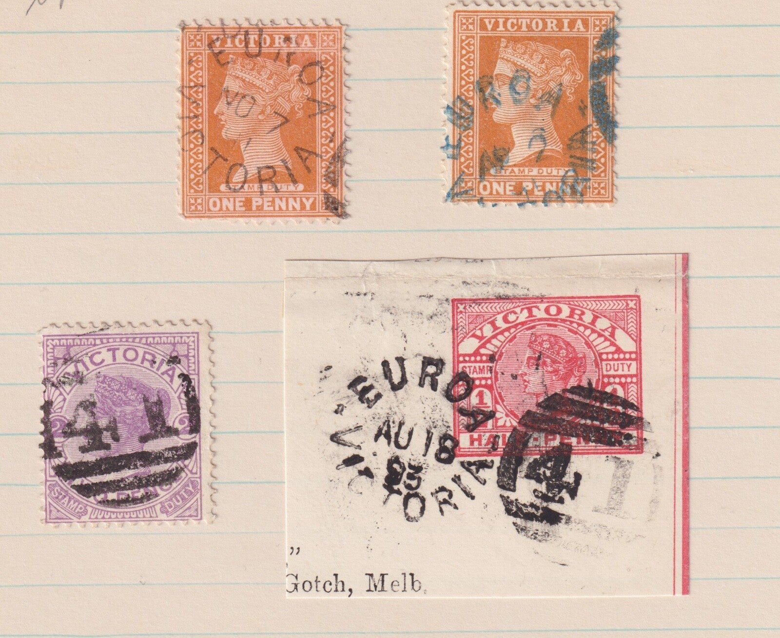 AUSTRALIA VICTORIA EUROA 41  SON CANCEL! NOT LISTED IN FREEMAN BOOK TOP RARITY!