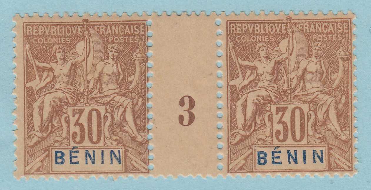 BENIN 41 GUTTER PAIR WITH PLATE NUMBER  MINT HINGED OG * VERY FINE! - VLT