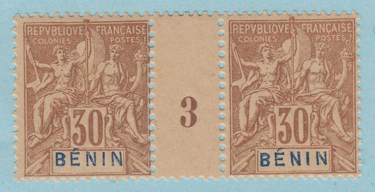 BENIN 41 GUTTER PAIR WITH PLATE NUMBER  MINT HINGED OG * VERY FINE! - VLT