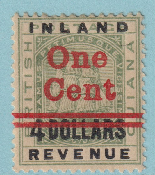 BRITISH GUIANA 151B LARGE 4  MINT HINGED YELLOWED OG * SHIFTED OVERPRINT - GYY