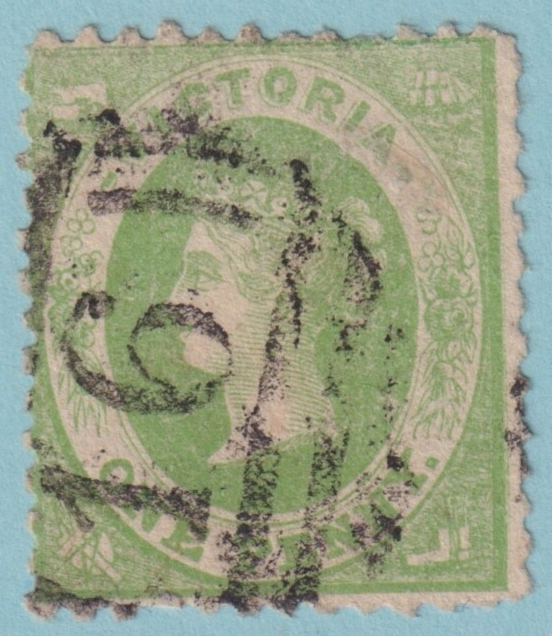 AUSTRALIA  VICTORIA 49  PERF 12 LAID PAPER BALLAN SON CANCEL! TZK