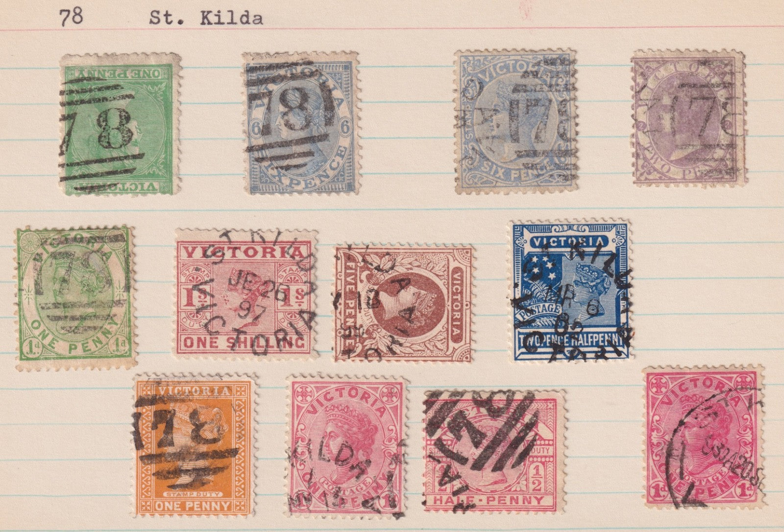 AUSTRALIA VICTORIA ST KILDA POSTMARK CANCELS M041