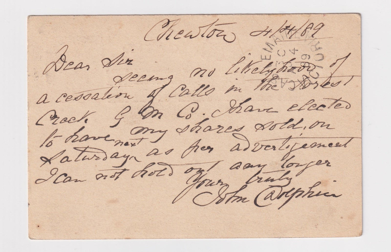AUSTRALIA VICTORIA CHEWTON  145 CANCEL POSTMARK RATED (RR) BY FREEMAN!