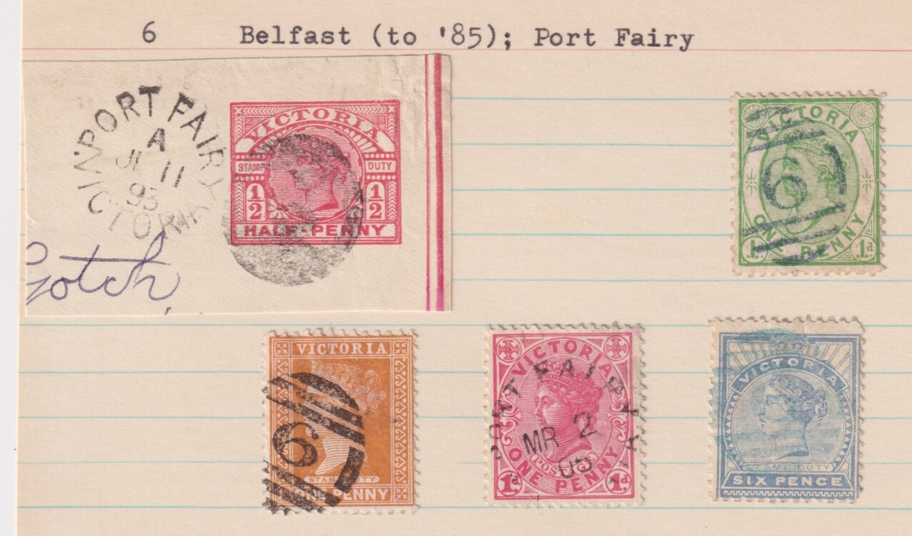 AUSTRALIA VICTORIA BELFAST PORT FAIRY GROUP SON CANCELS! M001