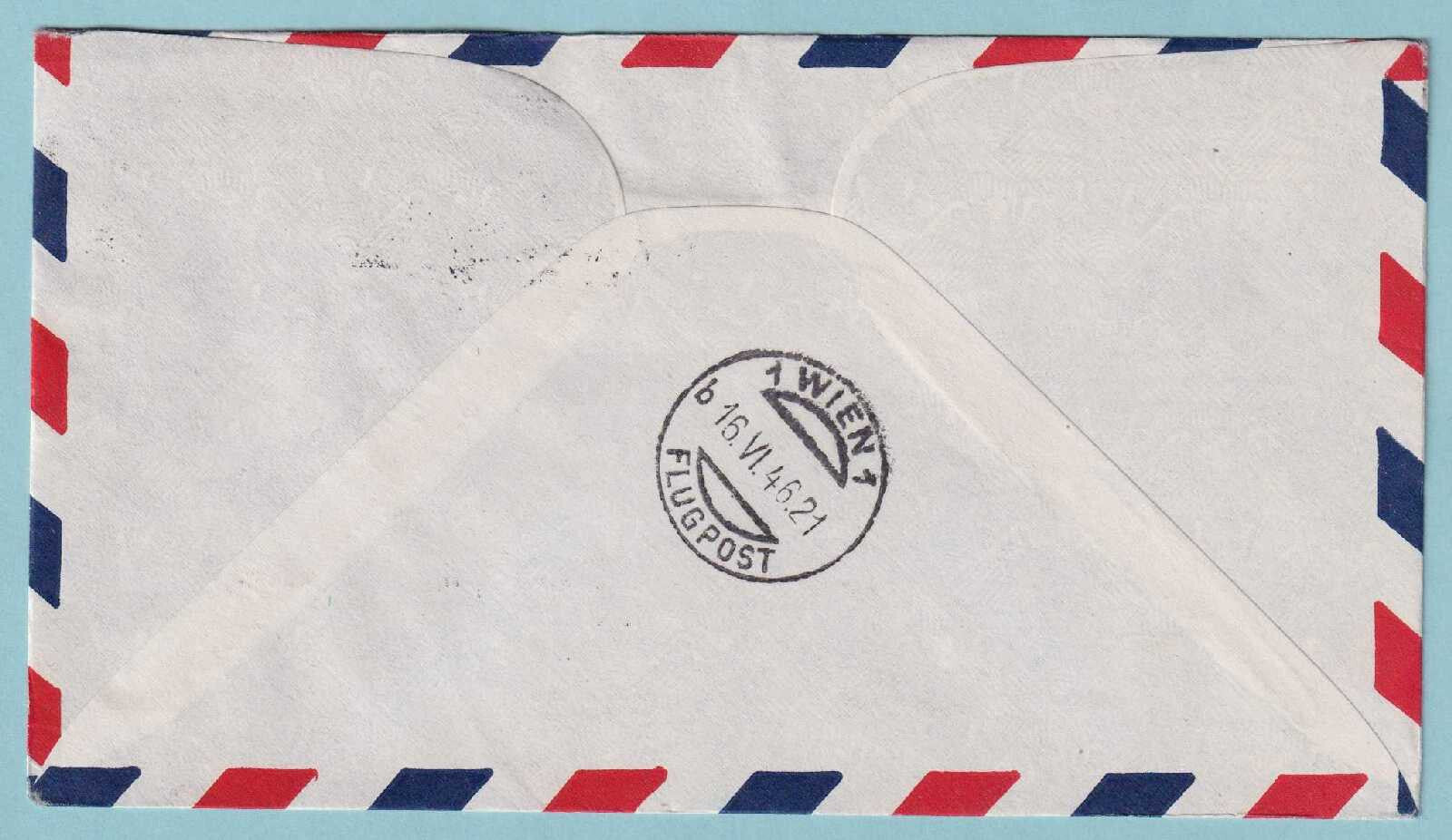 BELGIUM 1946 FIRST FLIGHT COVER FROM BRUSSELS TO VIENNA AUSTRIA - CV371